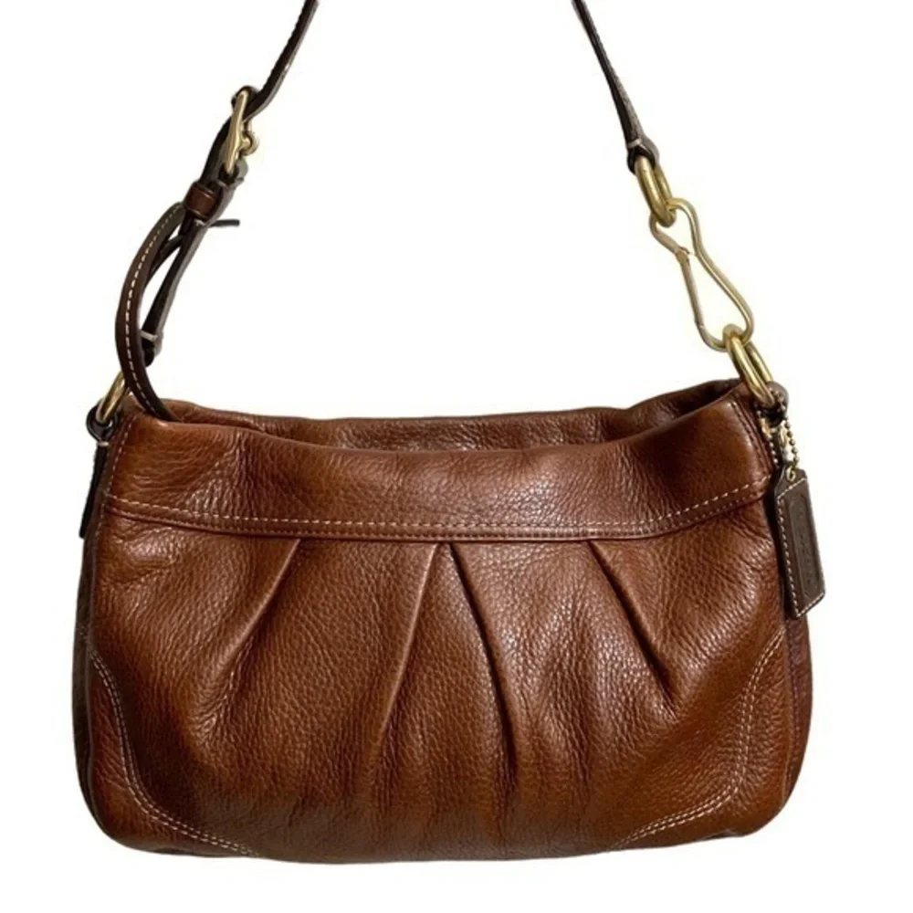 Coach brown pebbled leather pleated bag
